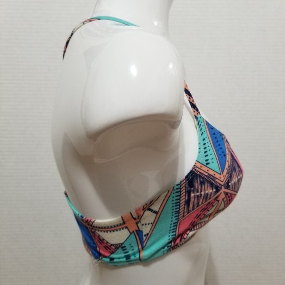 Nollie bralette Small geometric print cross strap racerback pullover style boho - Picture 4 of 13